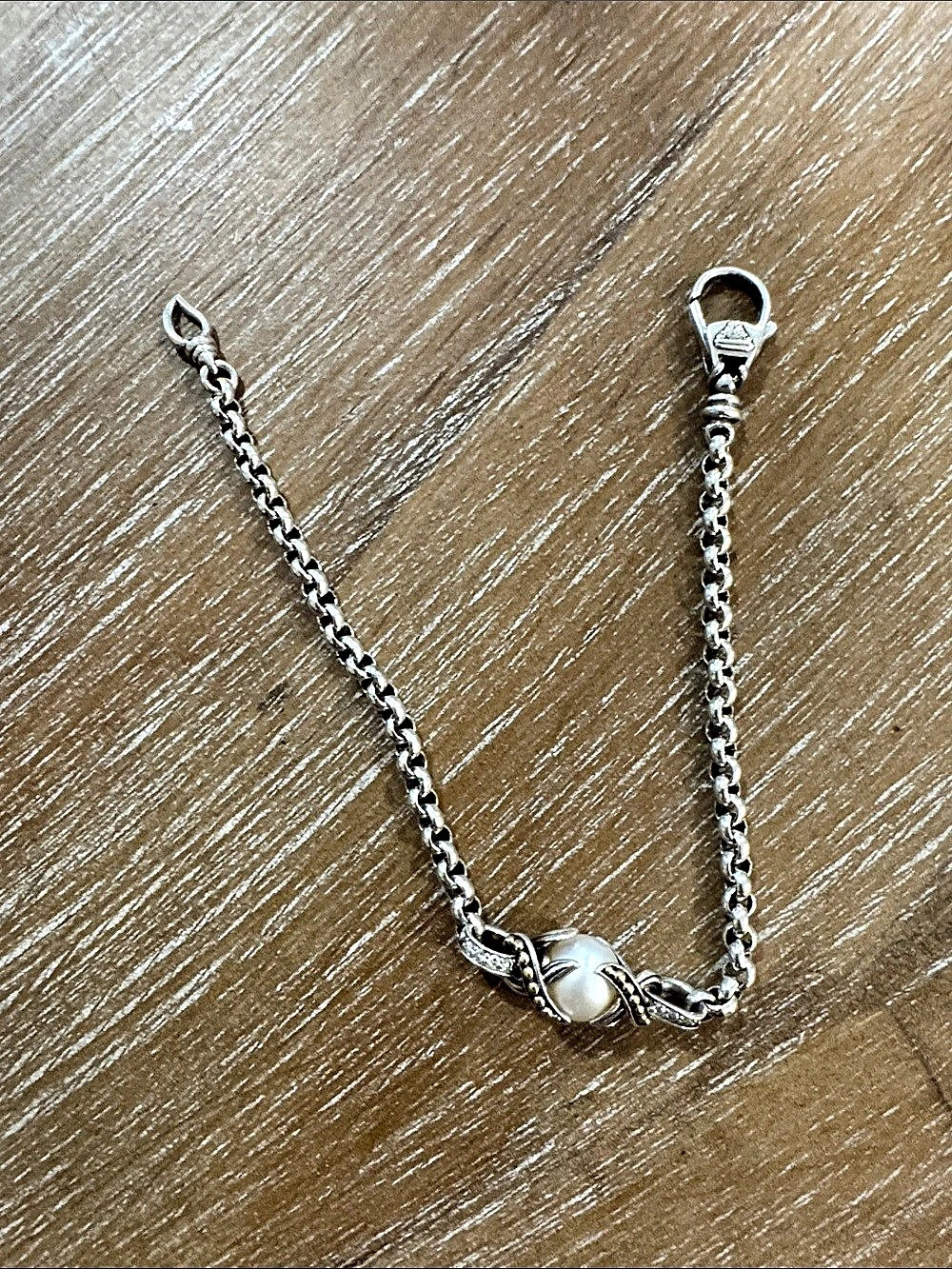 David Yurman Silver-Tone Pearl Bracelet